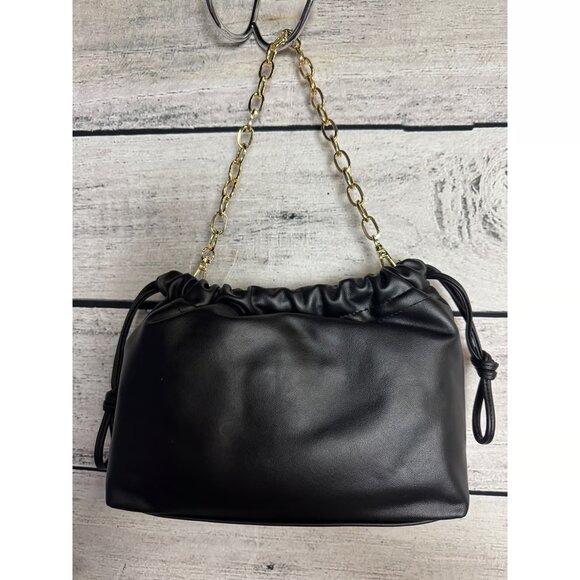NWT Threshold Black Drawstring Clutch Top Handle Bag - Picture 2 of 6